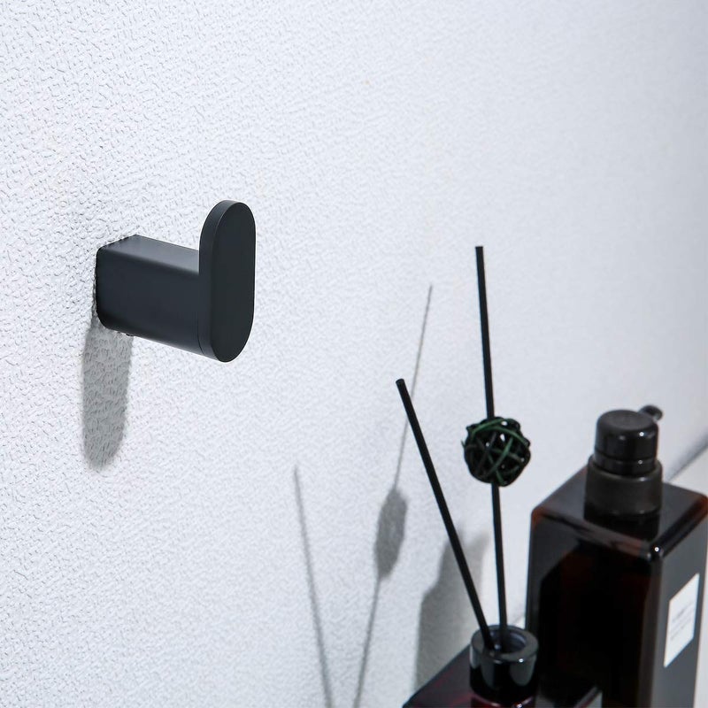RANDOM Towel Hooks for Bathroom Wall Mounted Hand Towel Holder Matte Black Coat Hooks Heavy Duty Wall Hook for Kitchen Stainless Steel Robe Hook 2 Pack - Image 5